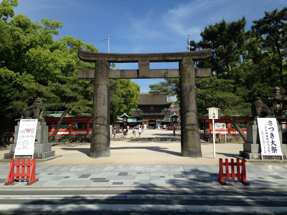 First torii of Hakozaki Shrine