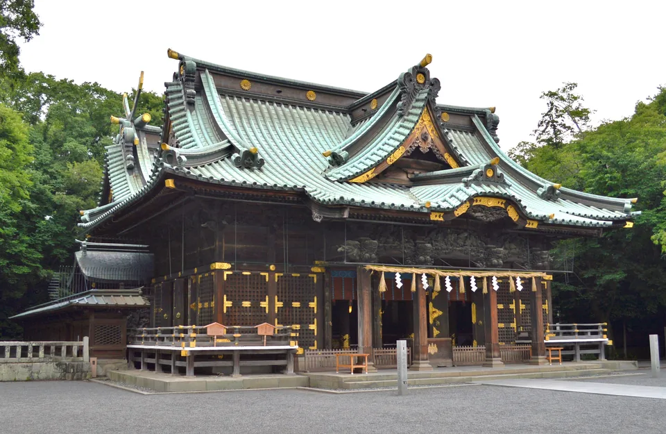 Wooden worship hall at Mishima Taisha