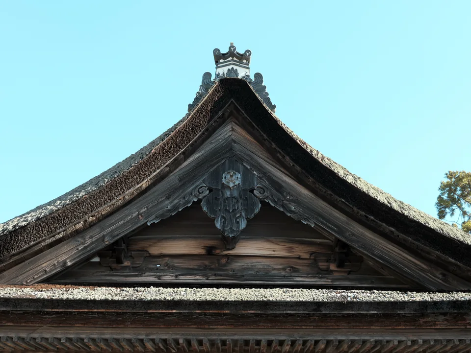 Roof and gable detail at Shirahige Shrine in Takashima
