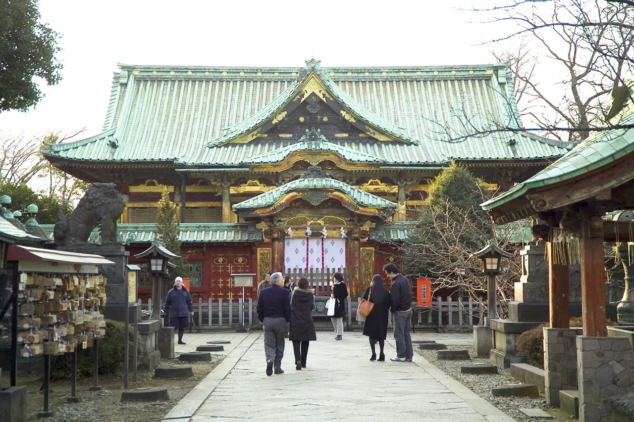 The shrine building of Ueno Toshogu before its later restoration